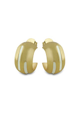 Gold White Enamel Tiny Hoop Earrings