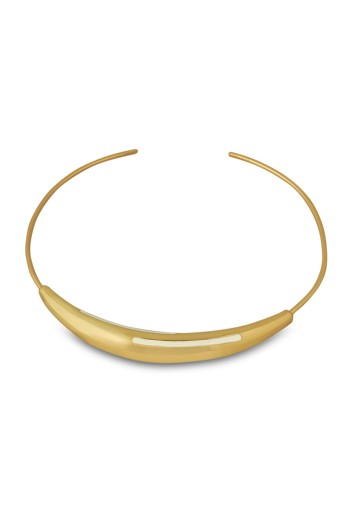 Gold White Enamel Statement Necklace