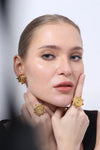 Golden Coin Carved Studs
