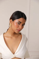 Flower Pearl Hanging Earrings