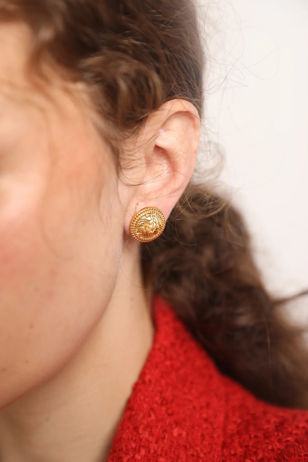 Lion Embossed Mini Studs