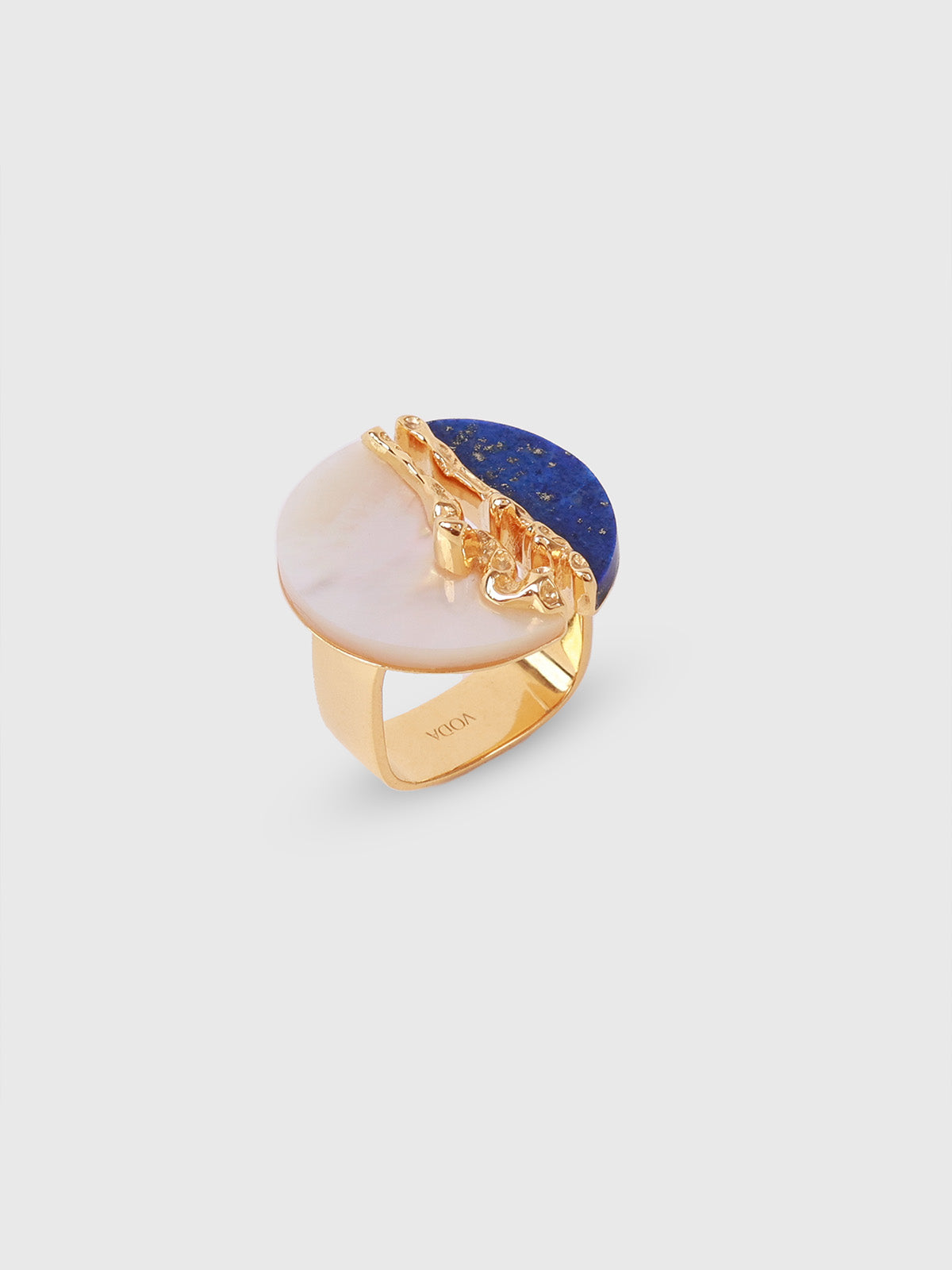 Luna Mother of Pearl and Lapis Lazuli Ring