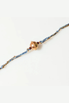 Gold Plated Rakhi With Blue Threads With Chandan Beads