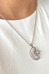 Celestial Silver Charm Pendant Necklace