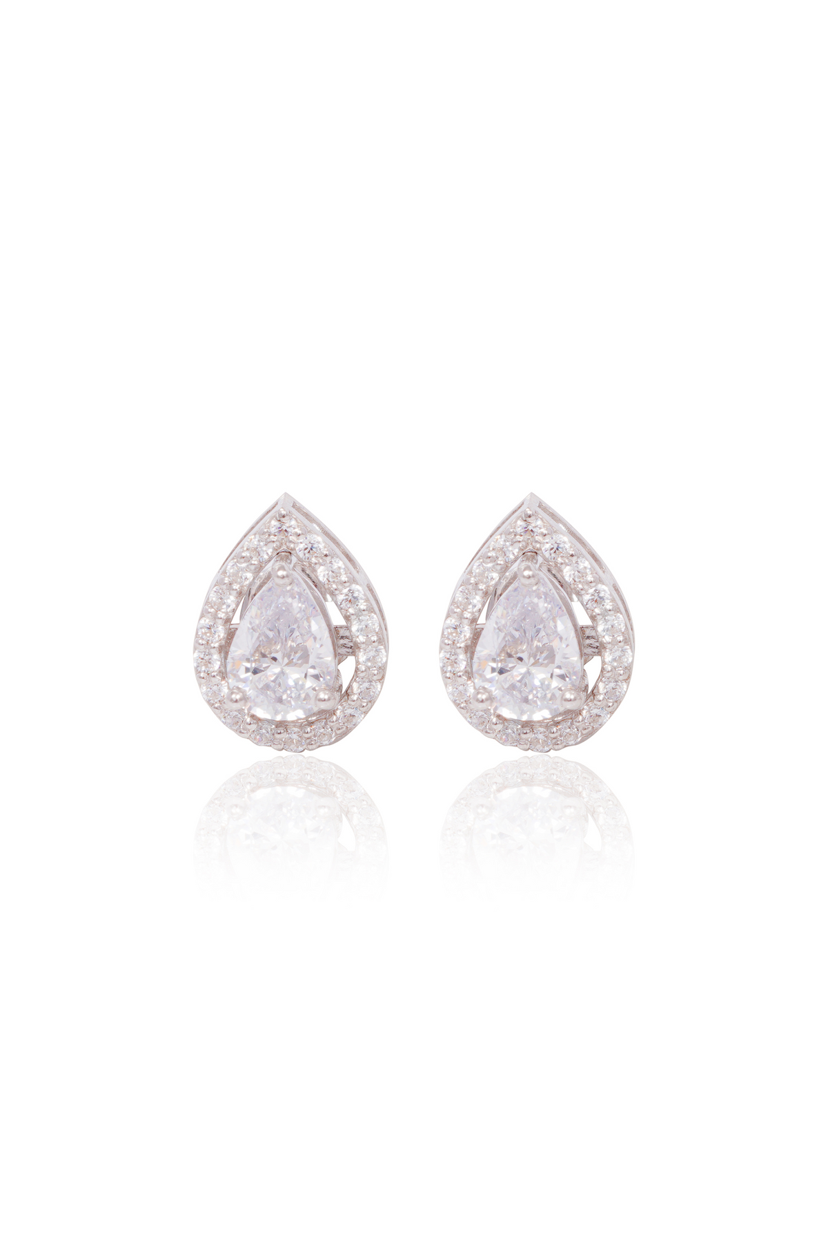 Detachable Pear Halo Solitaire Stud