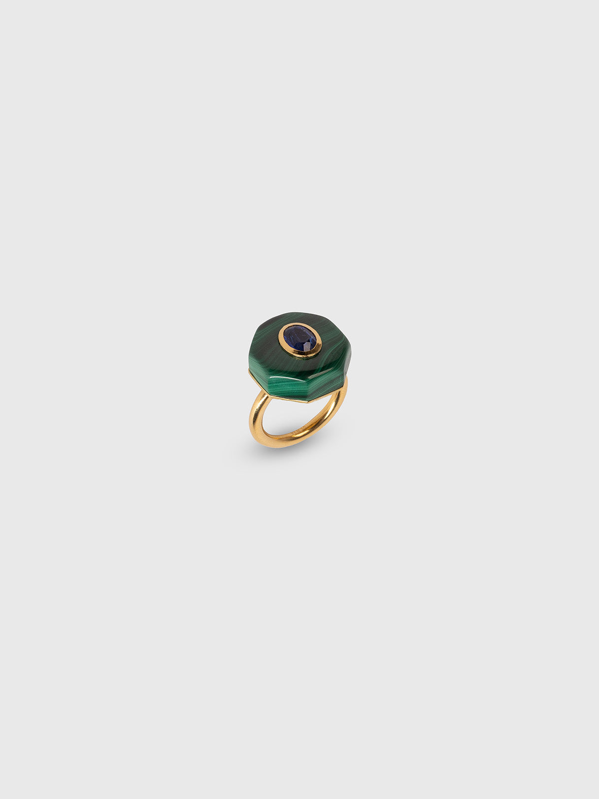 Genesis Malachite Hexagon & Kyanite Oval Ring