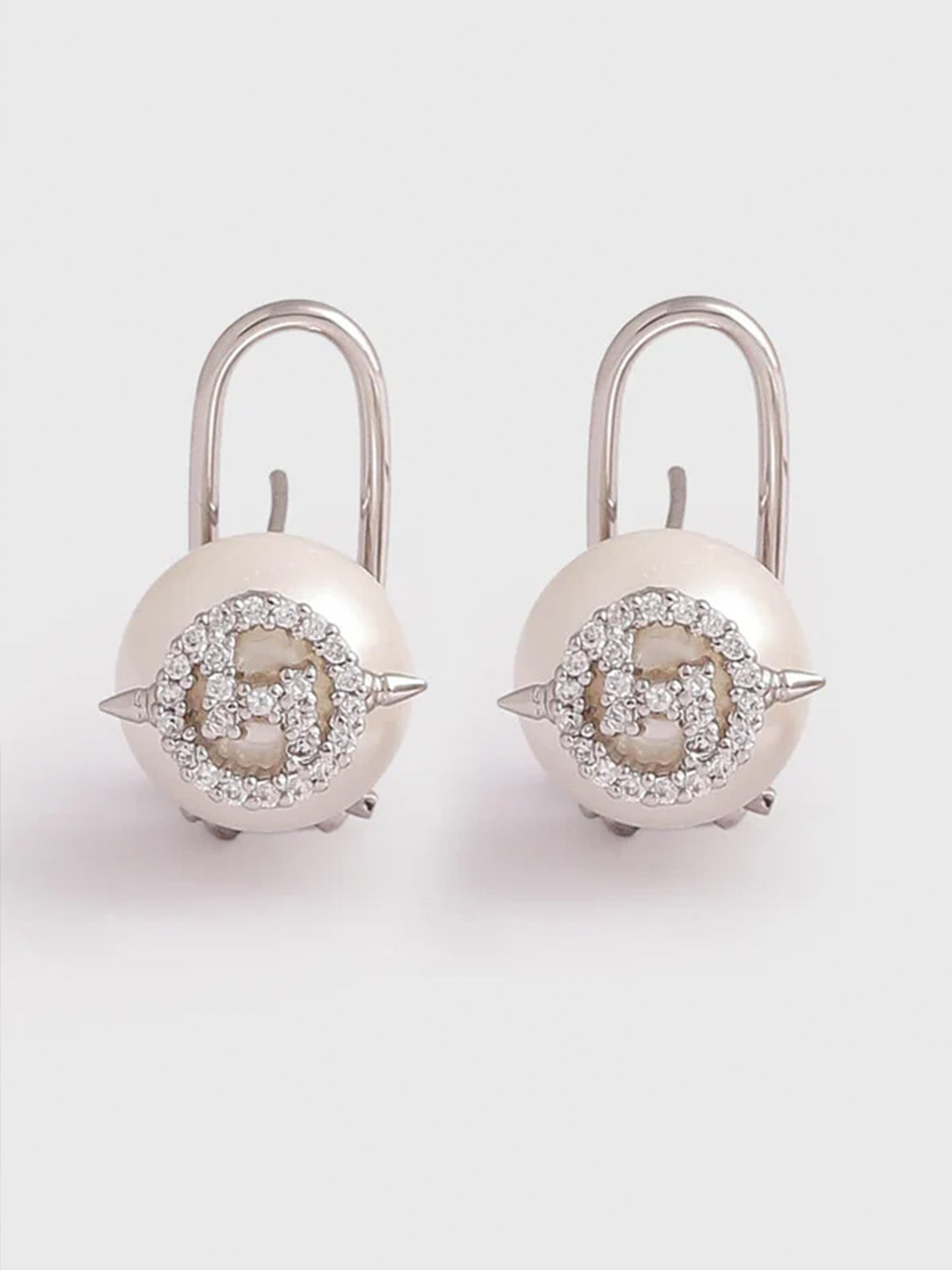 Monogrammed Spike Pearl Studs
