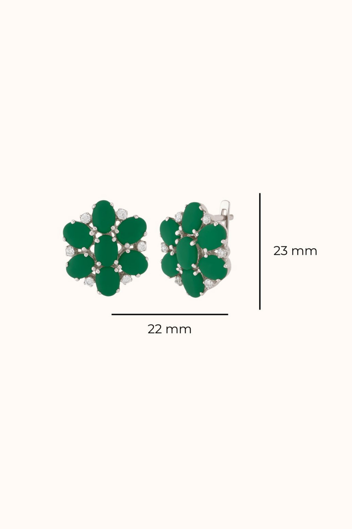 Green Onyx Princess Earring Studs