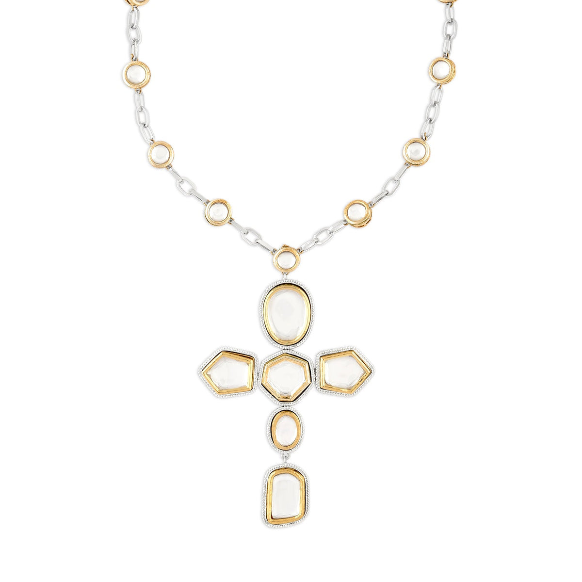 Polki Cross Necklace