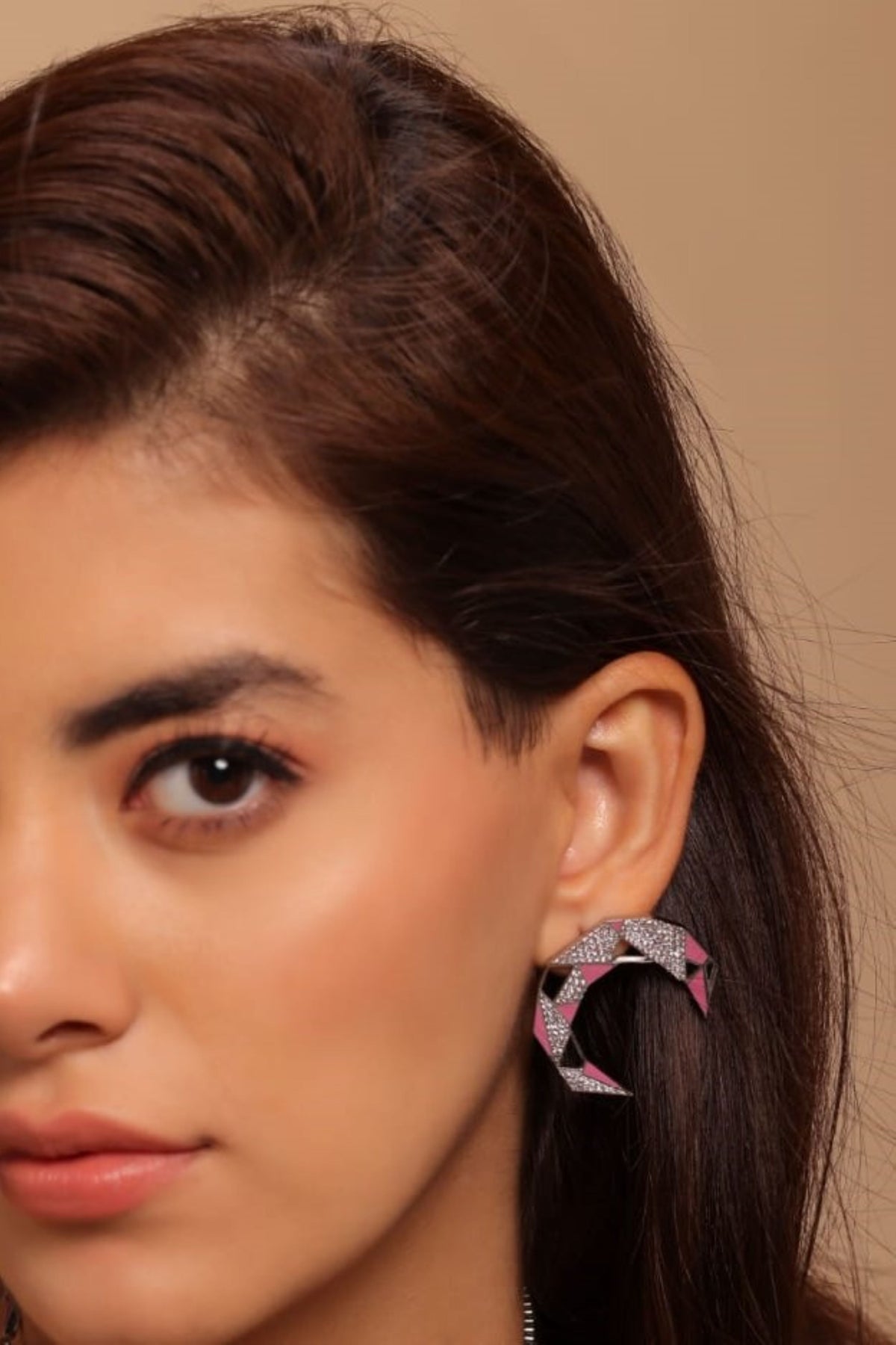 Sculpted Crescent Studs