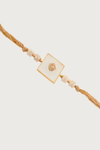 Gold Plated Square Acrylic Rakhi With Tulsi Beads To Pendant