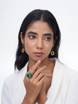 Genesis Malachite Round & Kyanite Hexagon Ring