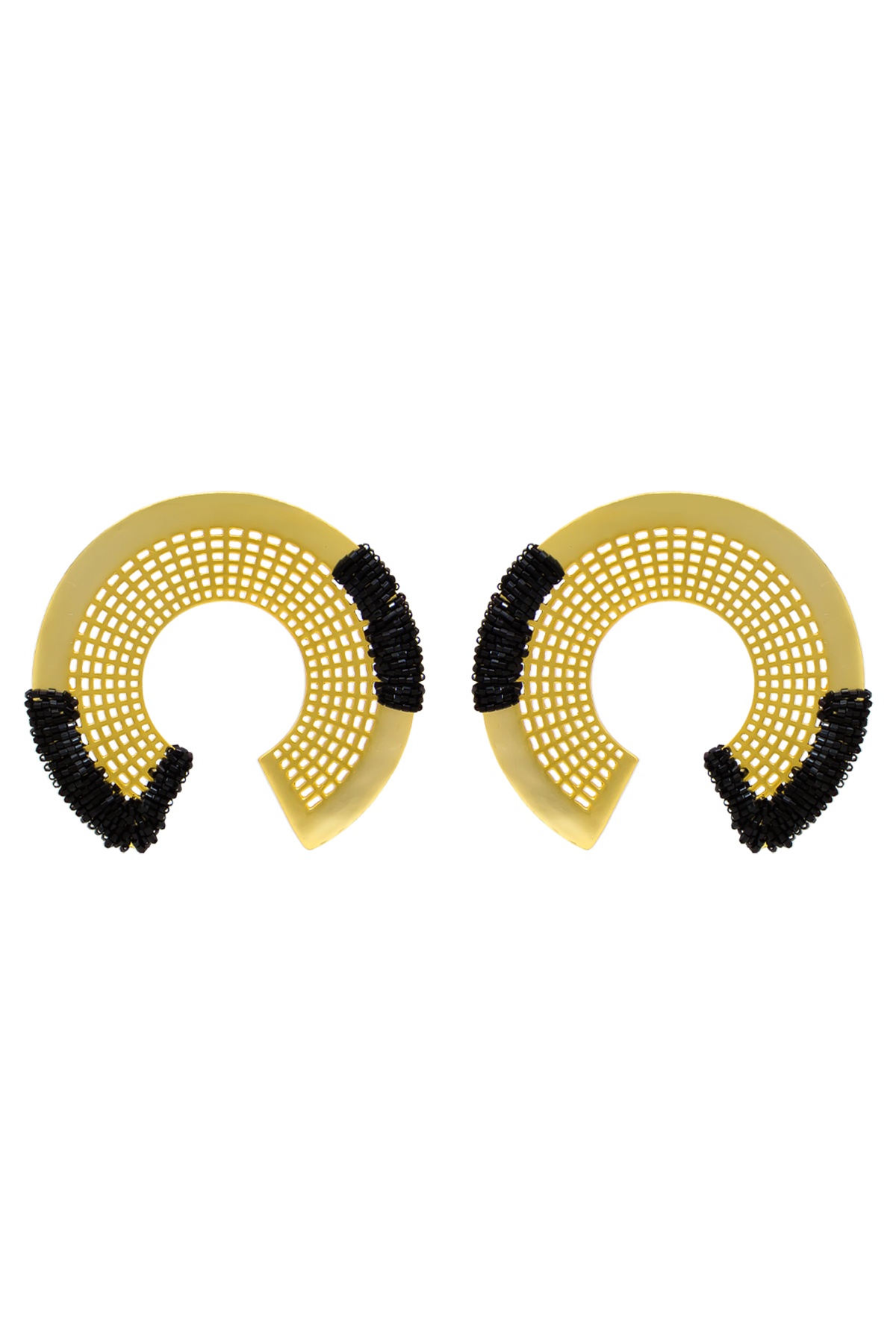 Beaded Black Cleo Statement Earrings