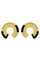Beaded Black Cleo Statement Earrings