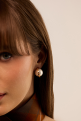 Empire Pearl Button Studs Earrings