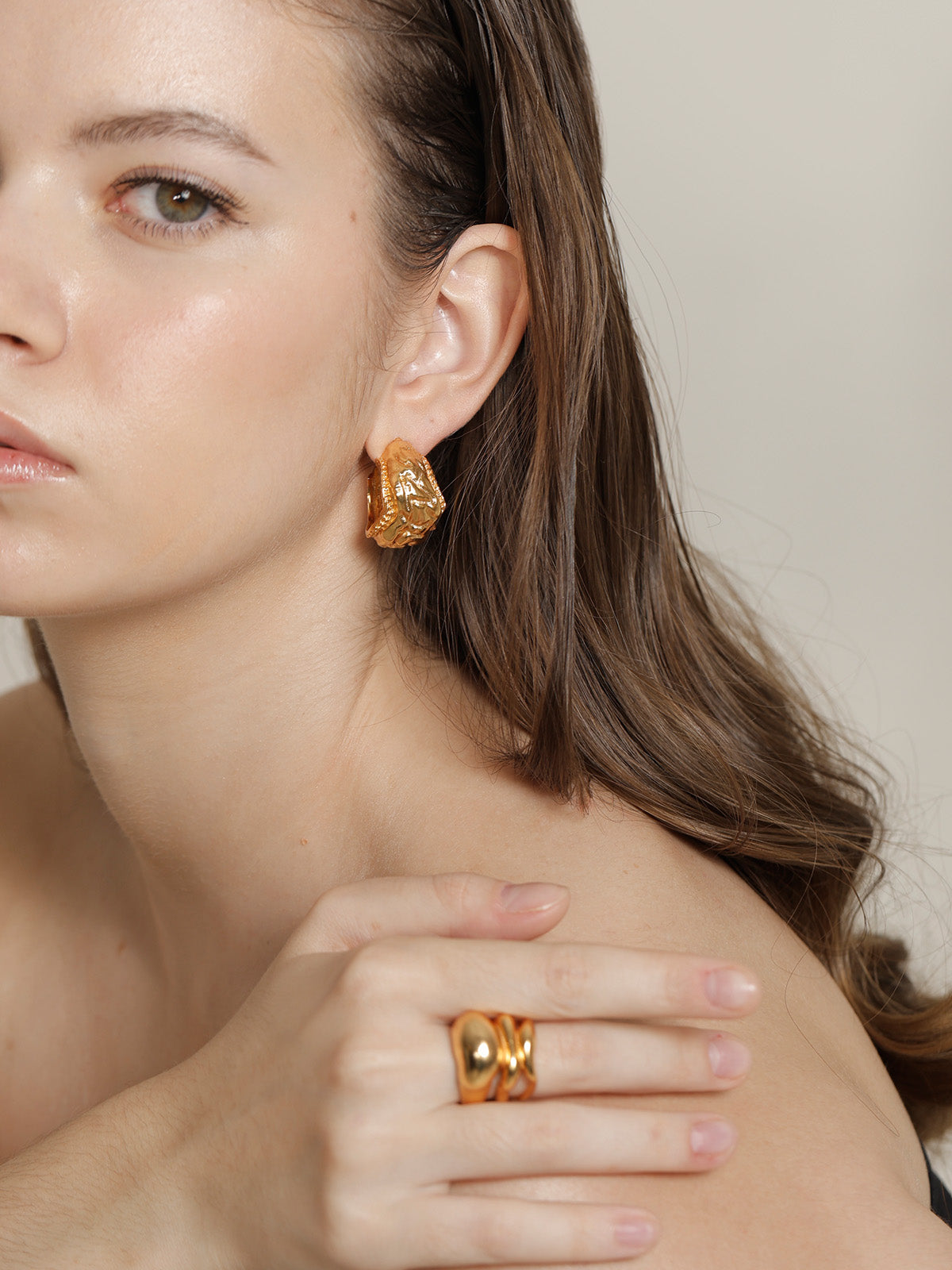 Beaten Gold Earrings