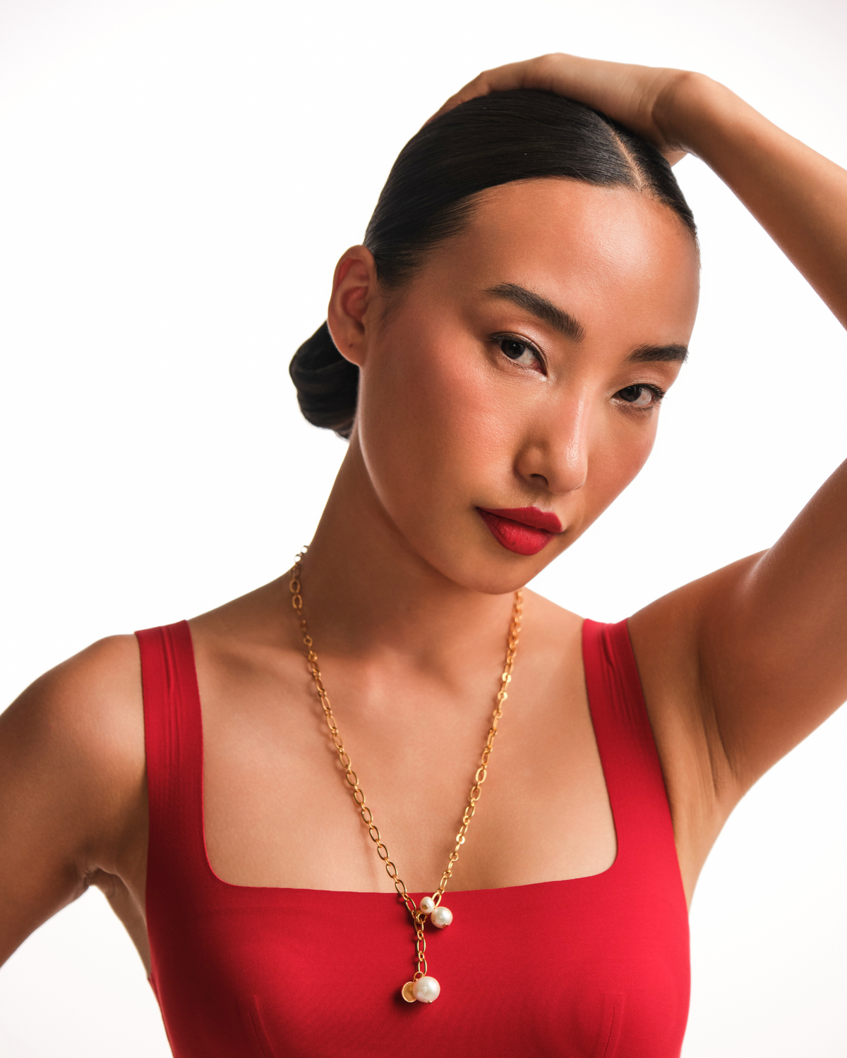 Triple‑Pearl Link Chain Necklace
