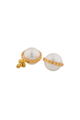 Empire Pearl Button Studs Earrings