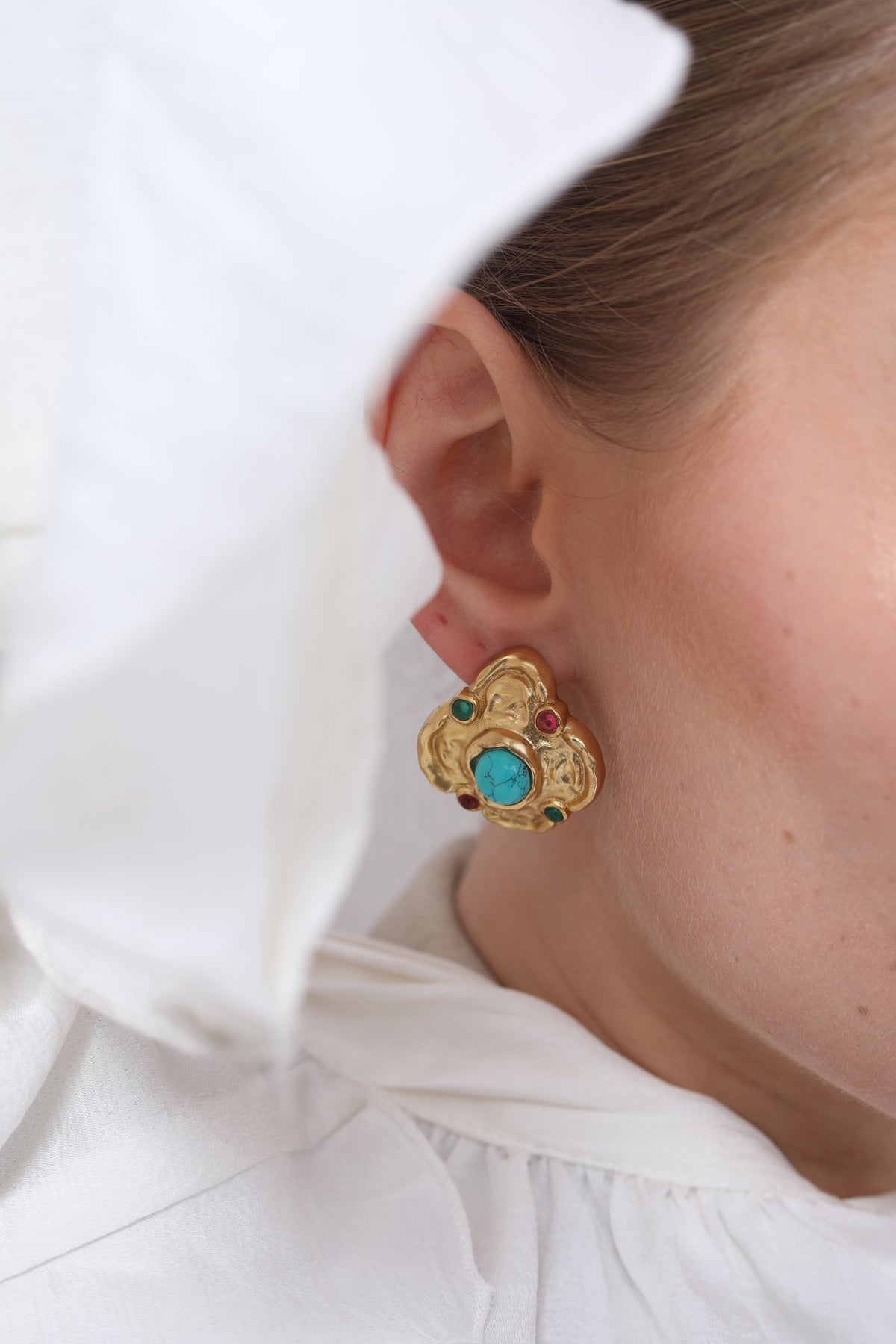 Turquoise Blossom Stud Earrings