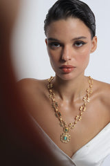 Vintage Cross Gemstone Chain Necklace