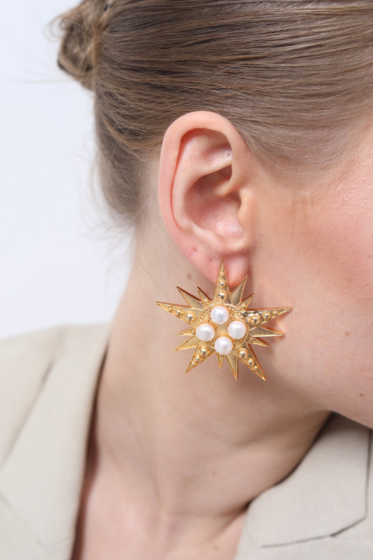 Celestial Moon & Star Pearl Earrings