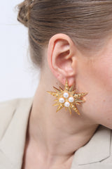 Celestial Moon & Star Pearl Earrings