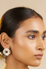 Cavana White Duo Studs