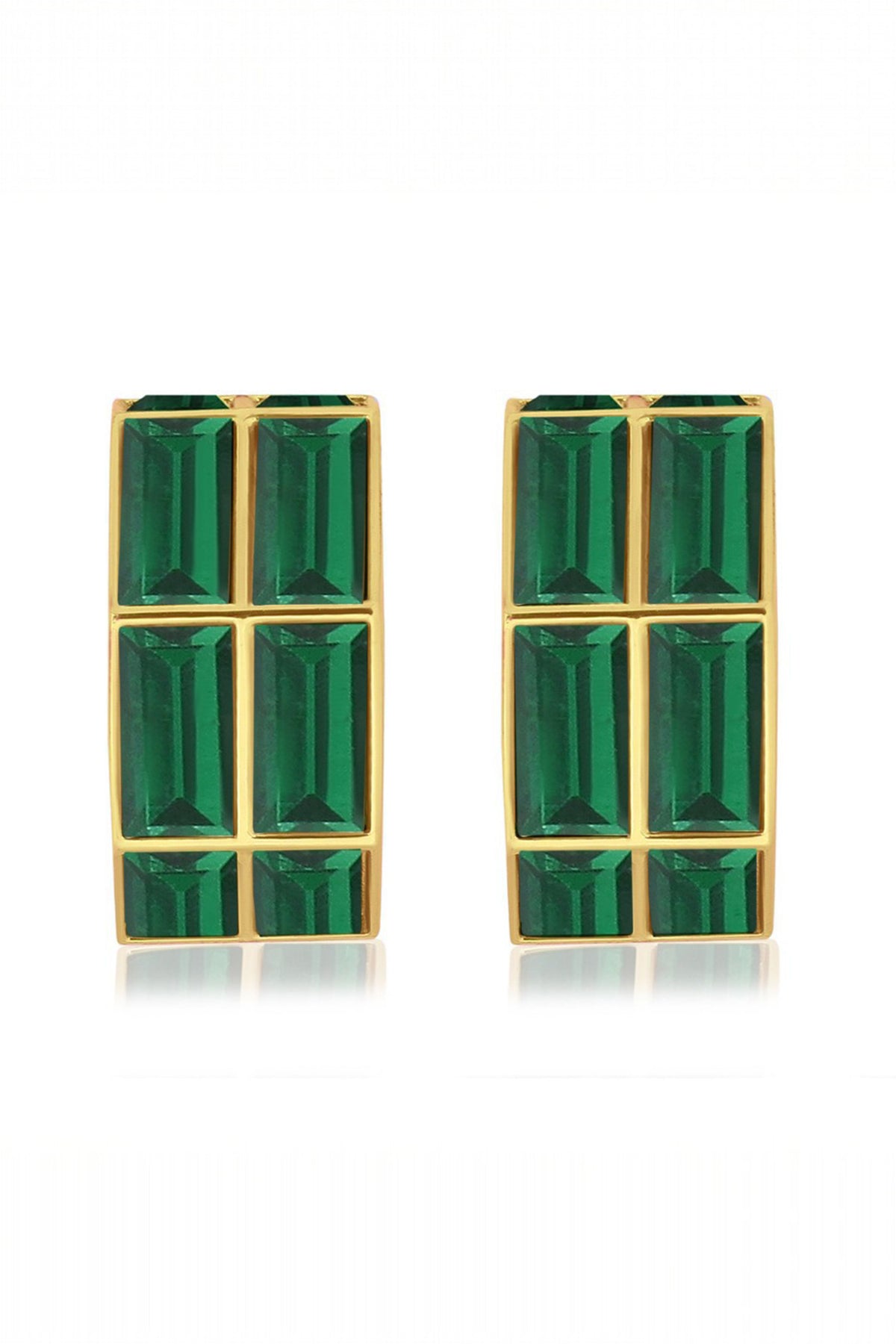 Chandelier Emerald Baguette Hoops