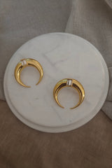 Copa White Moon Stud Earrings