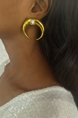 Copa White Moon Stud Earrings