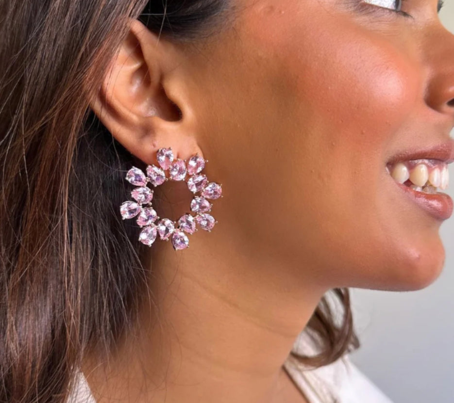 Pink Prism Hoop Earrings