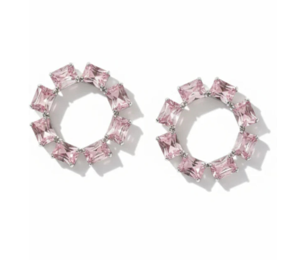 Rosy Beam Hoop Earrings