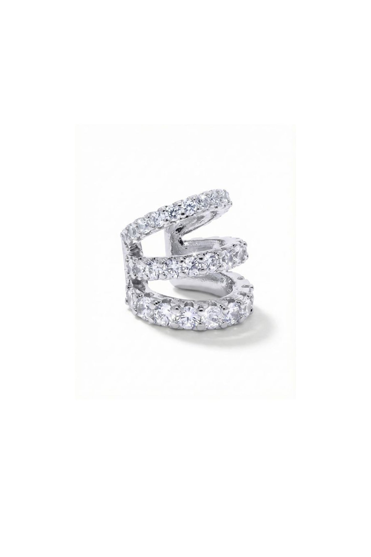 Glided Coil Silver Cuff Earrings