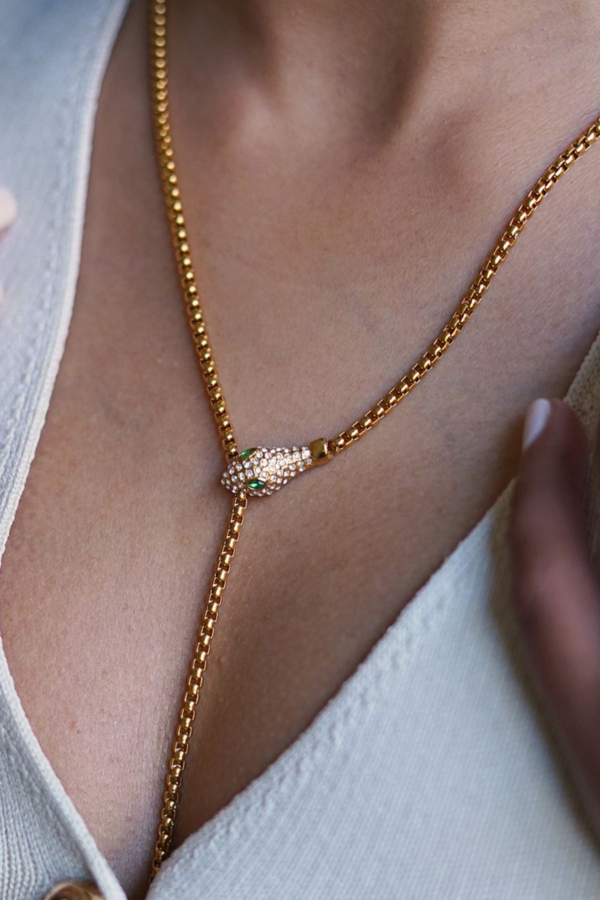 Ophira Crystal Gold Lariat Necklace