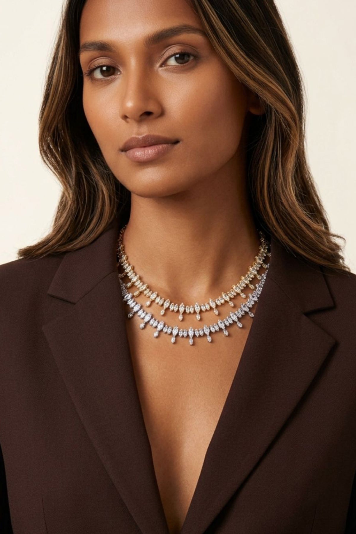 Lustre Drop Silver Crystal Necklace