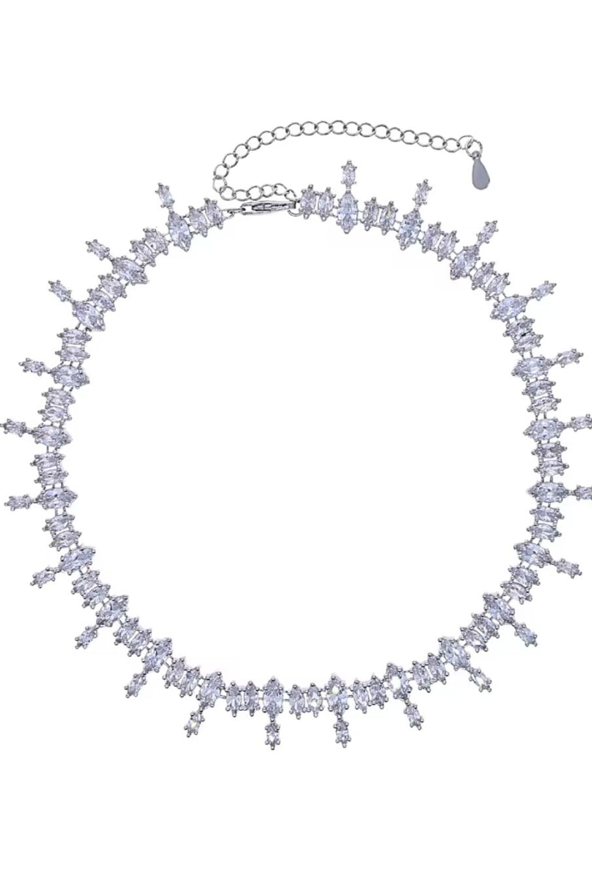 Lustre Drop Silver Crystal Necklace