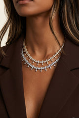 Lustre Drop Gold Crystal Necklace