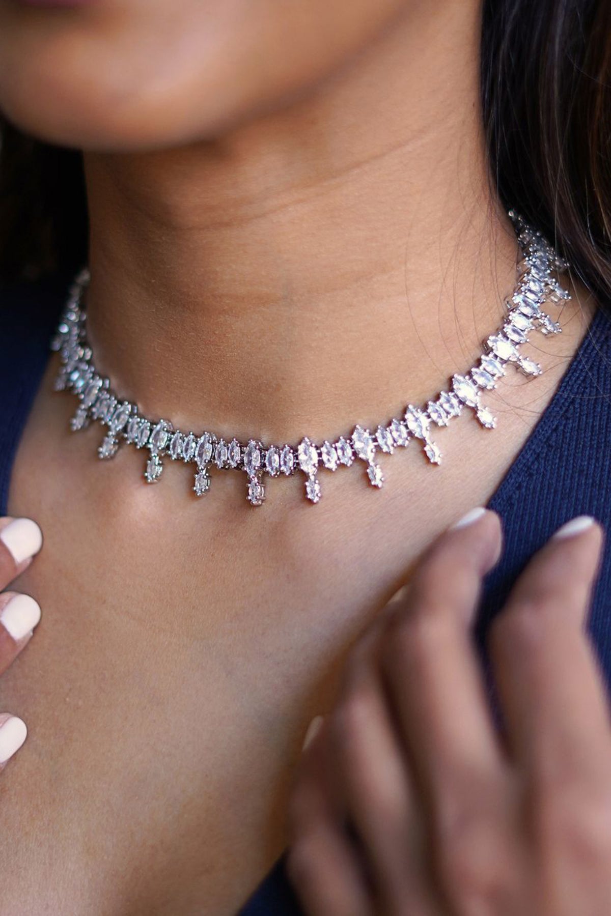 Lustre Drop Gold Crystal Necklace