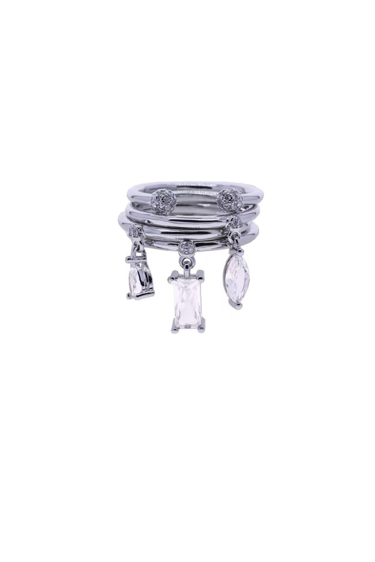 Lunelle Silver Crystal Stack Ring