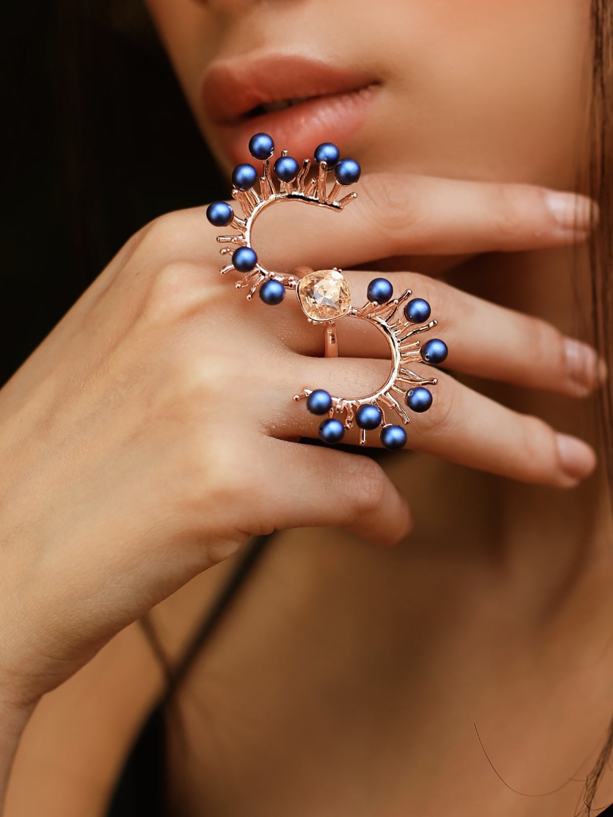 Double Finger Crystal Ring