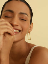Block Gold Plated Statement Hoop Earrings