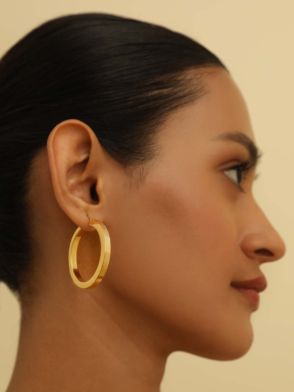 Linear Textured Large Hoop Earrings
