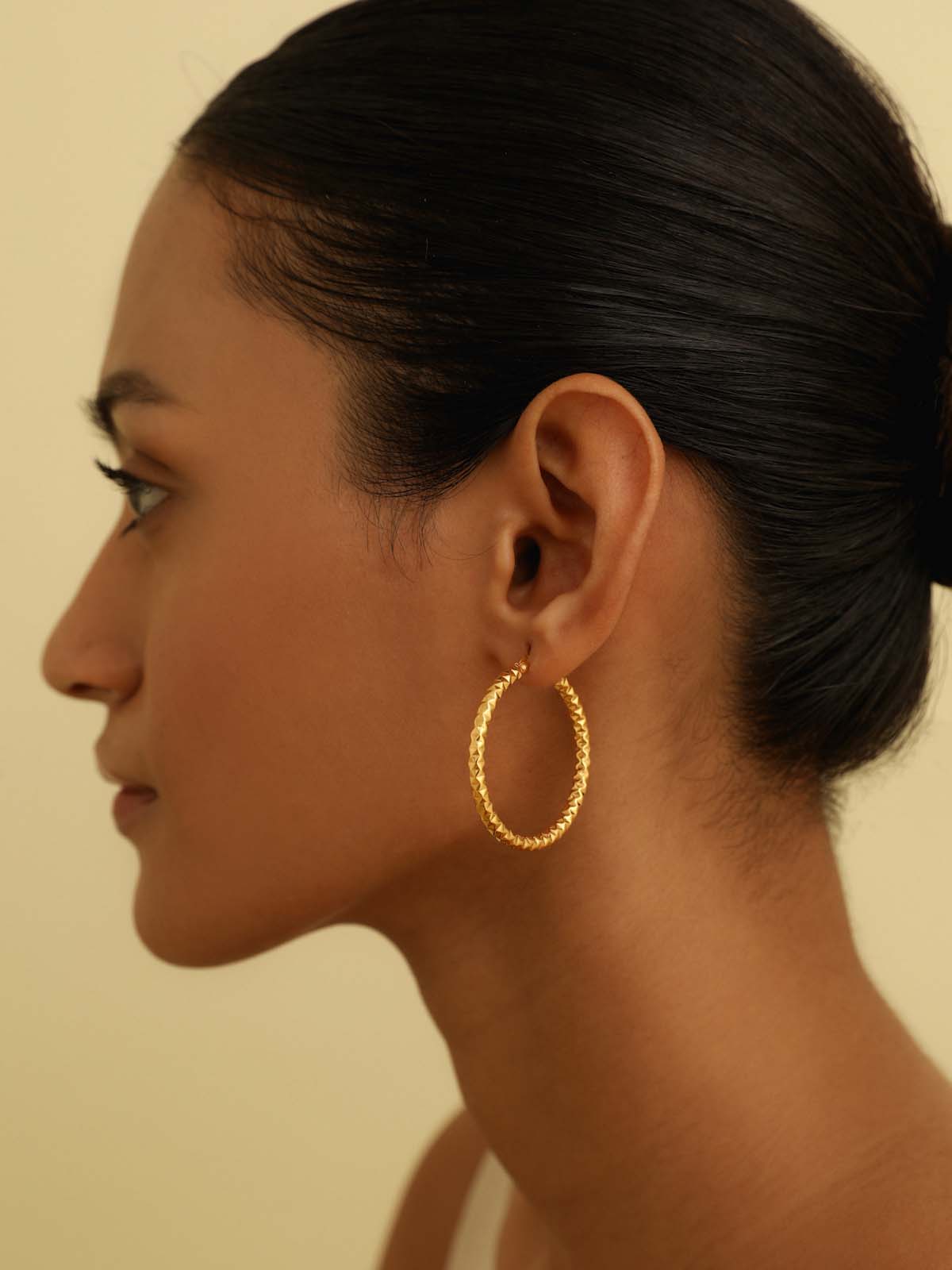 Diamond Cut Large Hoop Earrings