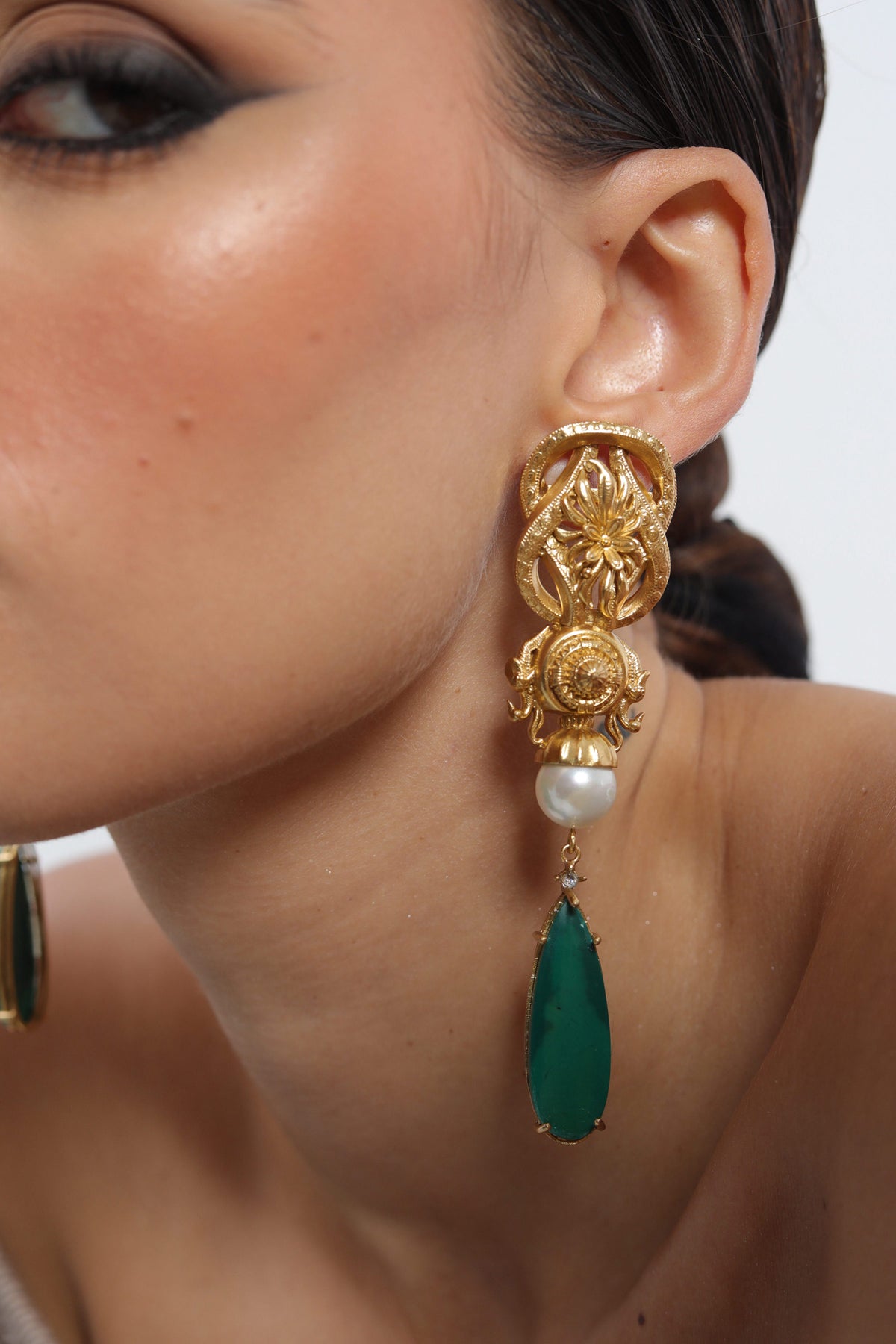 Baroque Pearl & Malachite Drop Earrings