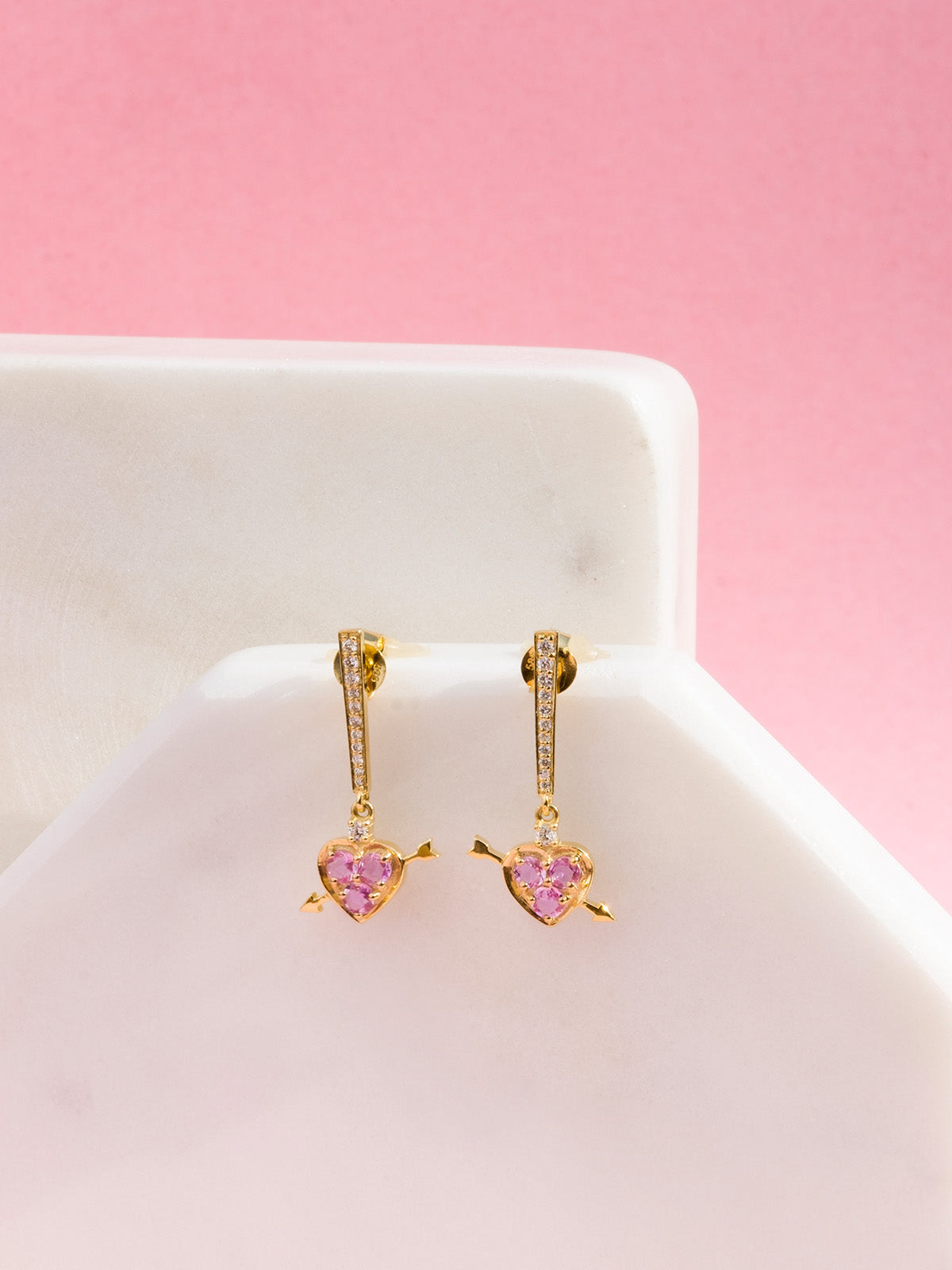 Hearts & Arrow sapphire earring