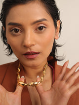 Double Button Gold Necklace