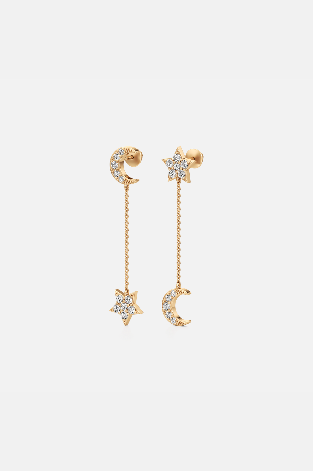 Celestia Linked Drop Golden Earrings