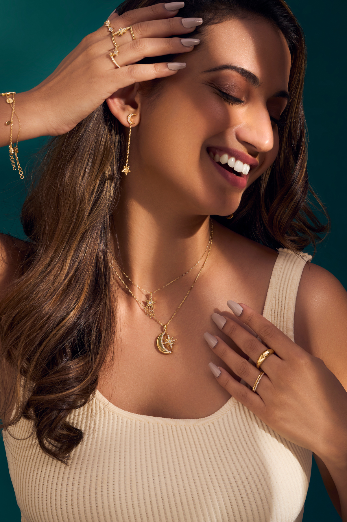 Celestial Gold Charm Pendant Necklace