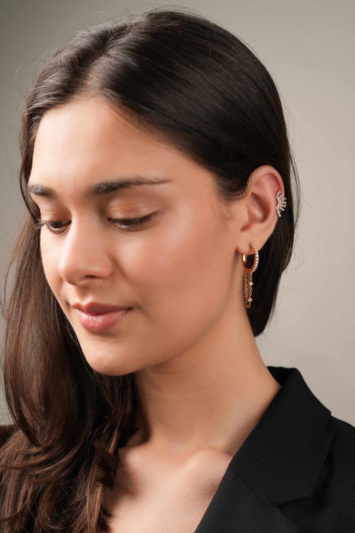 Glide Link Golden Earrings