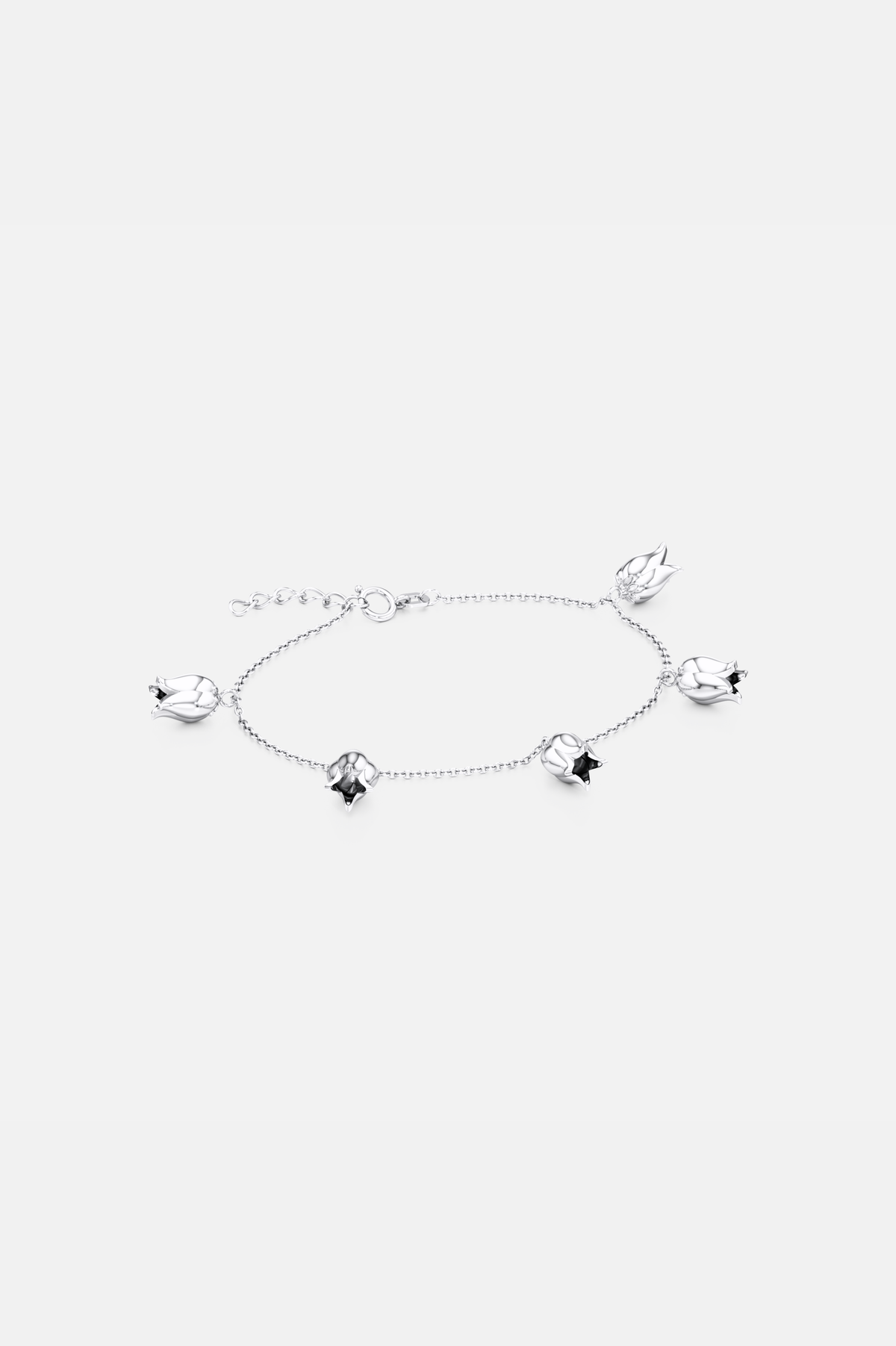 Tulip Bloom Dangle Bracelet - Silver